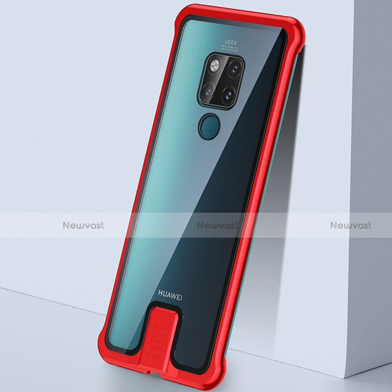 Luxury Aluminum Metal Frame Mirror Cover Case 360 Degrees T09 for Huawei Mate 20 Red