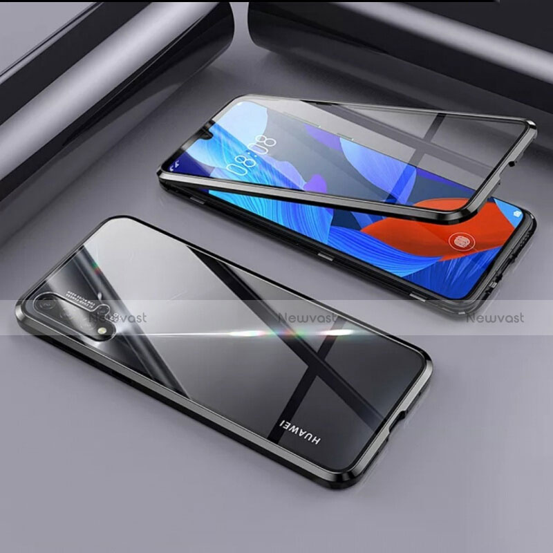 Luxury Aluminum Metal Frame Mirror Cover Case 360 Degrees T09 for Huawei Nova 5 Black