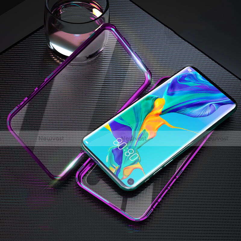 Luxury Aluminum Metal Frame Mirror Cover Case 360 Degrees T09 for Huawei Nova 5T Purple