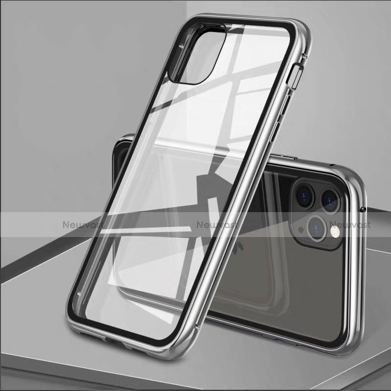 Luxury Aluminum Metal Frame Mirror Cover Case 360 Degrees T10 for Apple iPhone 11 Pro Max Silver