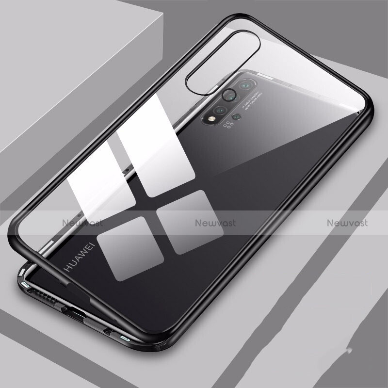 Luxury Aluminum Metal Frame Mirror Cover Case 360 Degrees T10 for Huawei Nova 5 Black