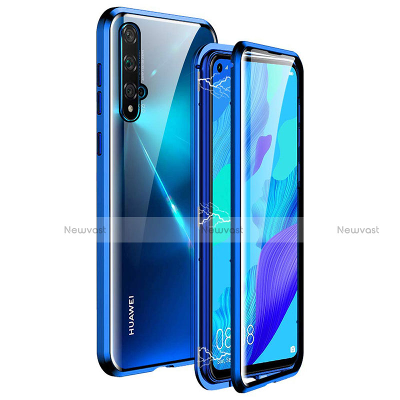 Luxury Aluminum Metal Frame Mirror Cover Case 360 Degrees T11 for Huawei Honor 20S Blue