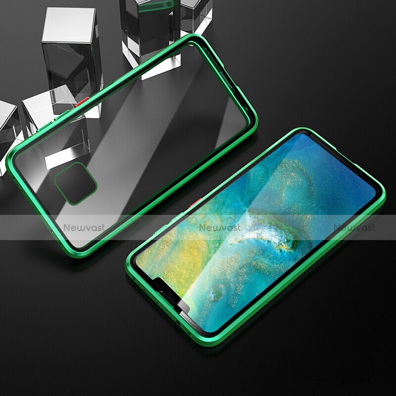 Luxury Aluminum Metal Frame Mirror Cover Case 360 Degrees T12 for Huawei Mate 20 Pro Green