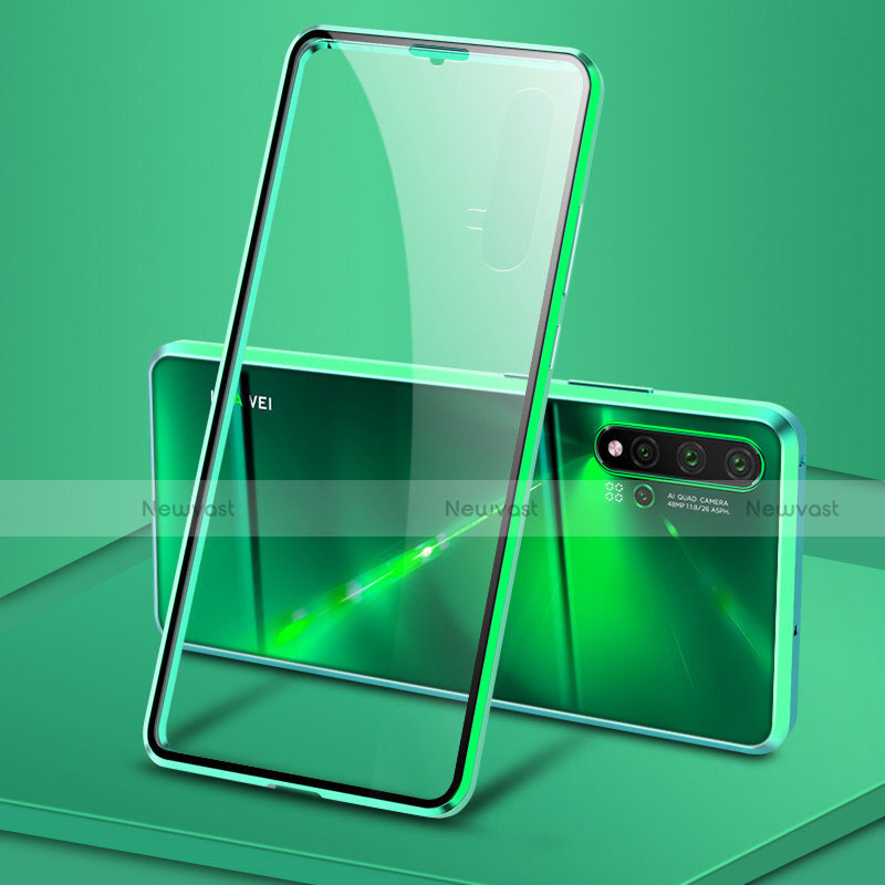 Luxury Aluminum Metal Frame Mirror Cover Case 360 Degrees T15 for Huawei Nova 5 Green