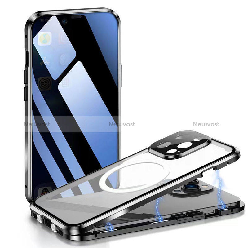 Luxury Aluminum Metal Frame Mirror Cover Case 360 Degrees with Mag-Safe Magnetic for Apple iPhone 13 Pro