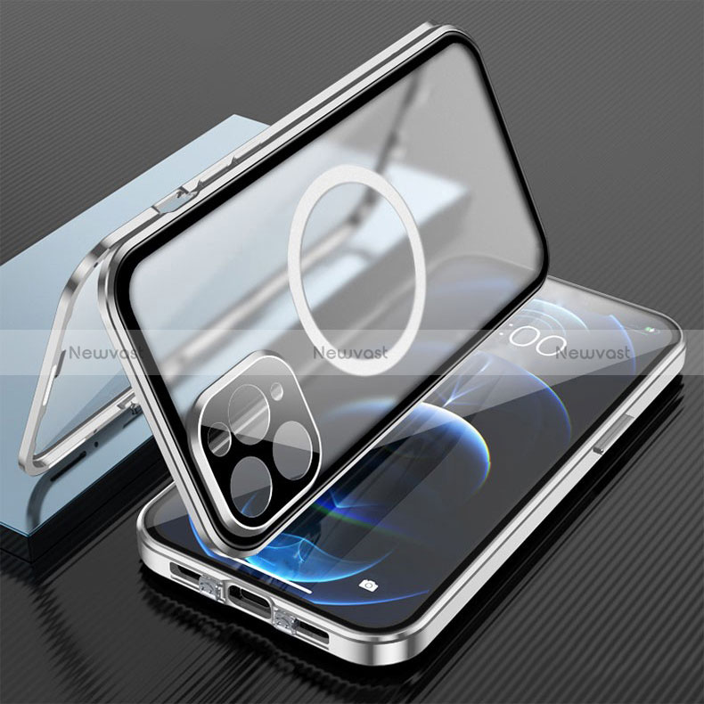 Luxury Aluminum Metal Frame Mirror Cover Case 360 Degrees with Mag-Safe Magnetic for Apple iPhone 14 Pro