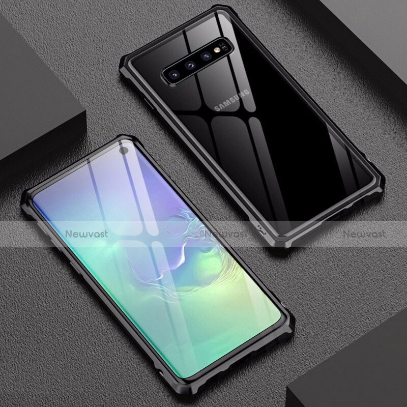 Luxury Aluminum Metal Frame Mirror Cover Case A01 for Samsung Galaxy S10 5G Black