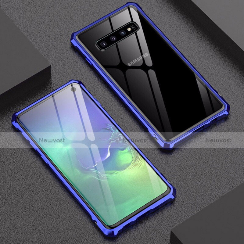 Luxury Aluminum Metal Frame Mirror Cover Case A01 for Samsung Galaxy S10 5G Blue
