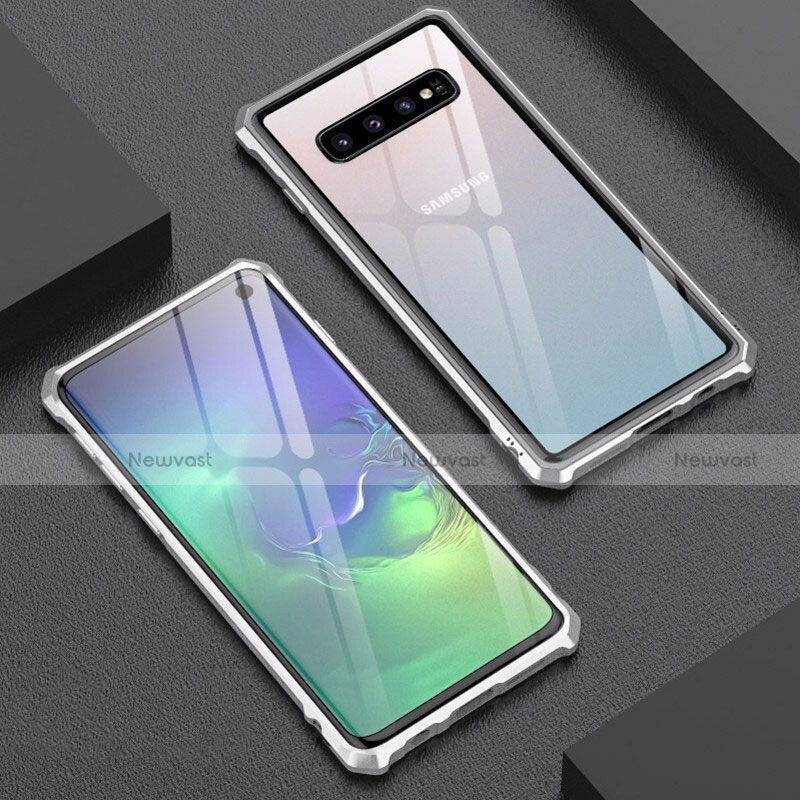 Luxury Aluminum Metal Frame Mirror Cover Case A01 for Samsung Galaxy S10 5G Silver