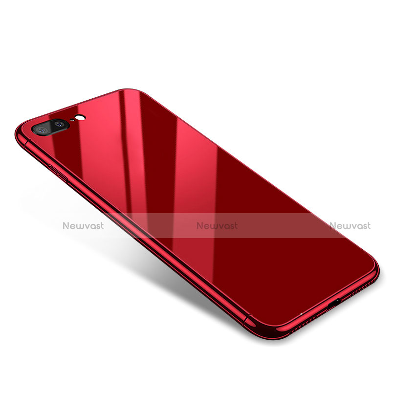 Luxury Aluminum Metal Frame Mirror Cover Case for Apple iPhone 8 Plus Red