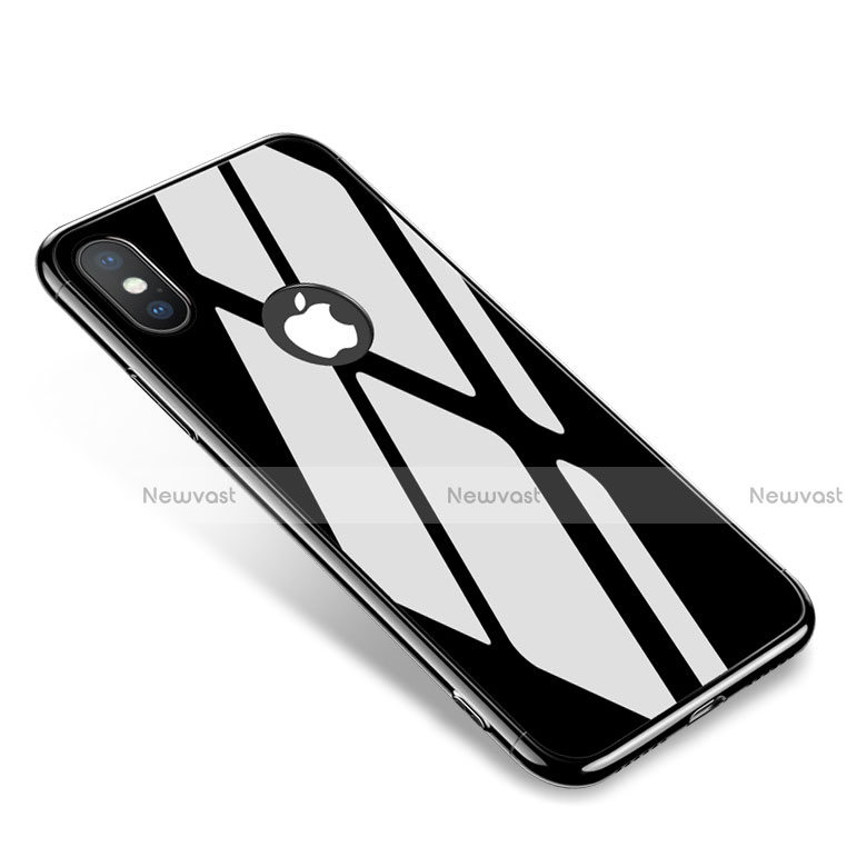 Luxury Aluminum Metal Frame Mirror Cover Case for Apple iPhone X Black