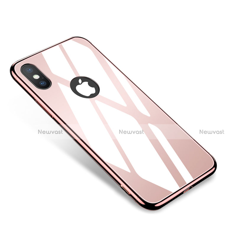 Luxury Aluminum Metal Frame Mirror Cover Case for Apple iPhone X Rose Gold