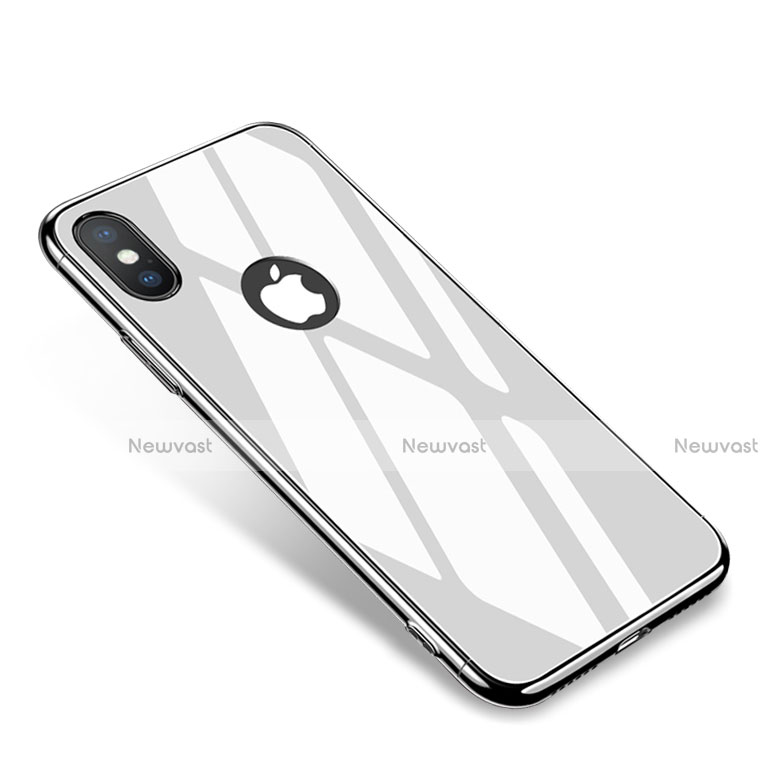 Luxury Aluminum Metal Frame Mirror Cover Case for Apple iPhone X White