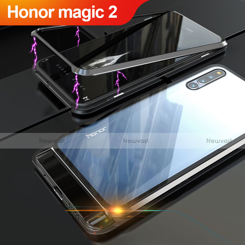 Luxury Aluminum Metal Frame Mirror Cover Case for Huawei Honor Magic 2 Black