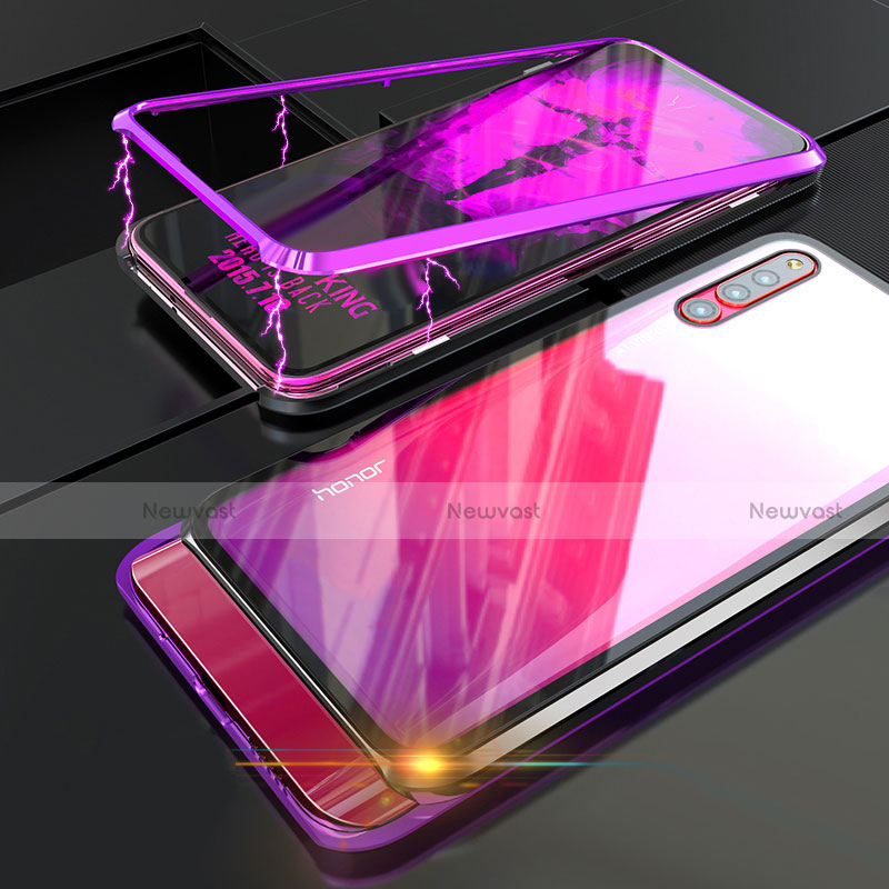 Luxury Aluminum Metal Frame Mirror Cover Case for Huawei Honor Magic 2 Purple