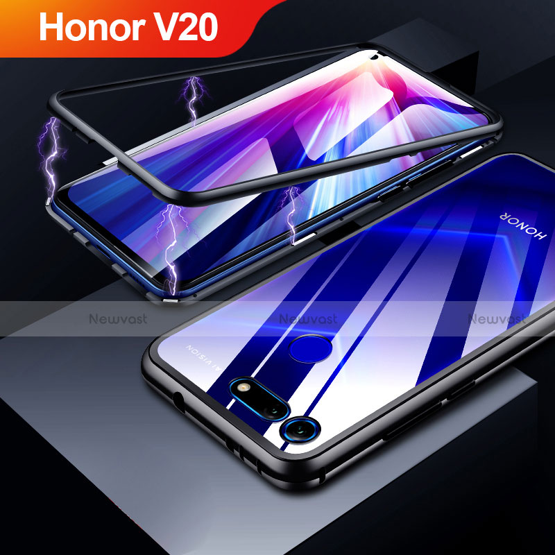 Luxury Aluminum Metal Frame Mirror Cover Case for Huawei Honor View 20 Black