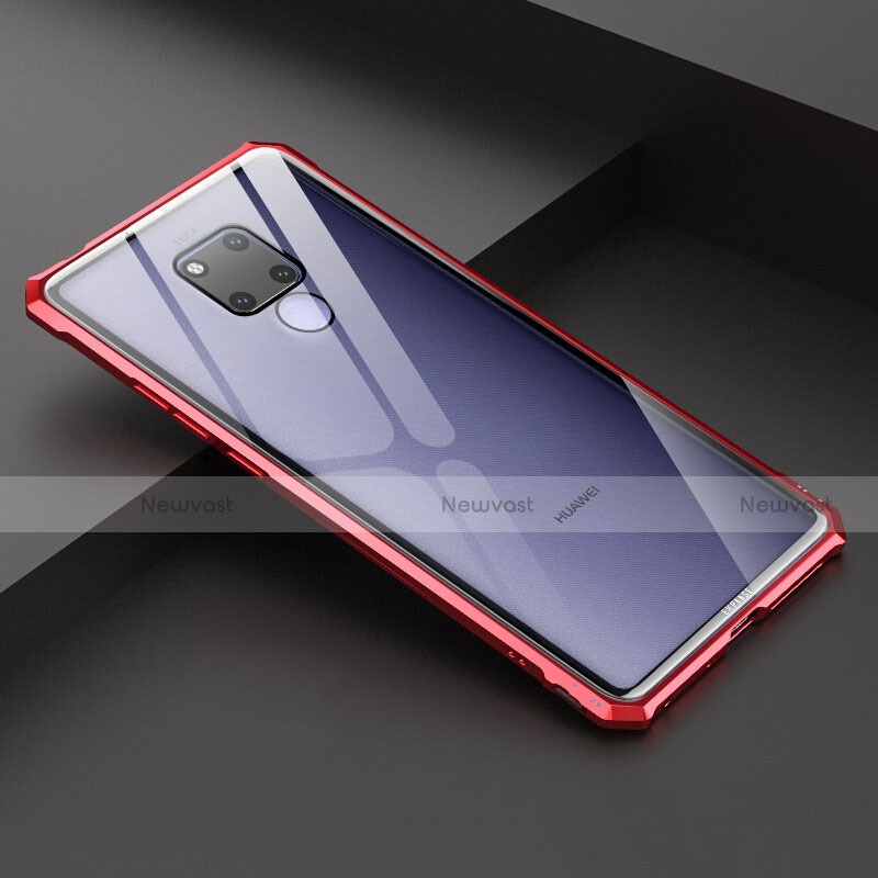 Luxury Aluminum Metal Frame Mirror Cover Case for Huawei Mate 20 X 5G Red