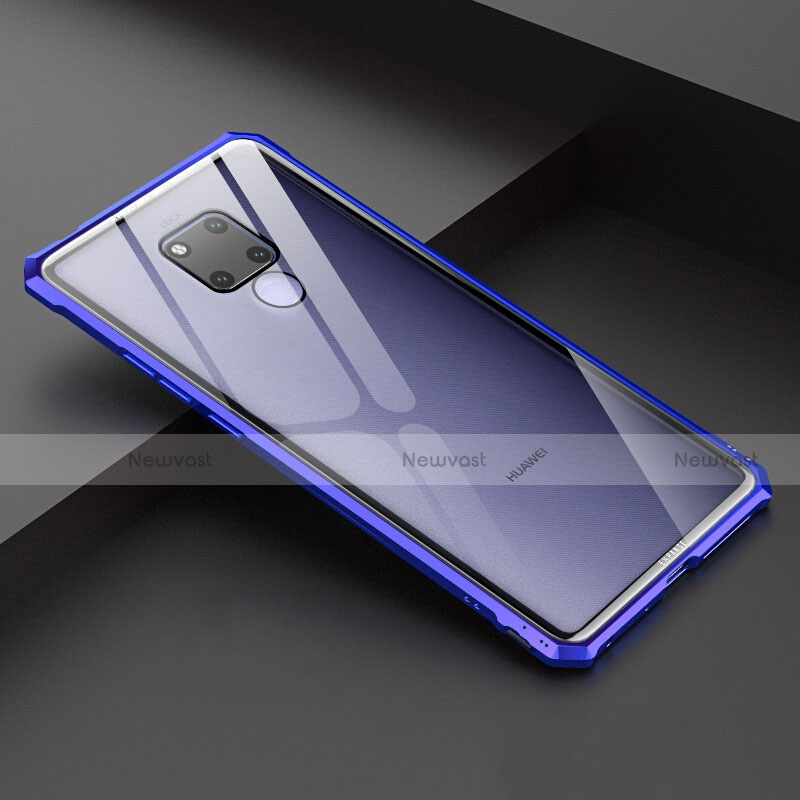 Luxury Aluminum Metal Frame Mirror Cover Case for Huawei Mate 20 X Blue