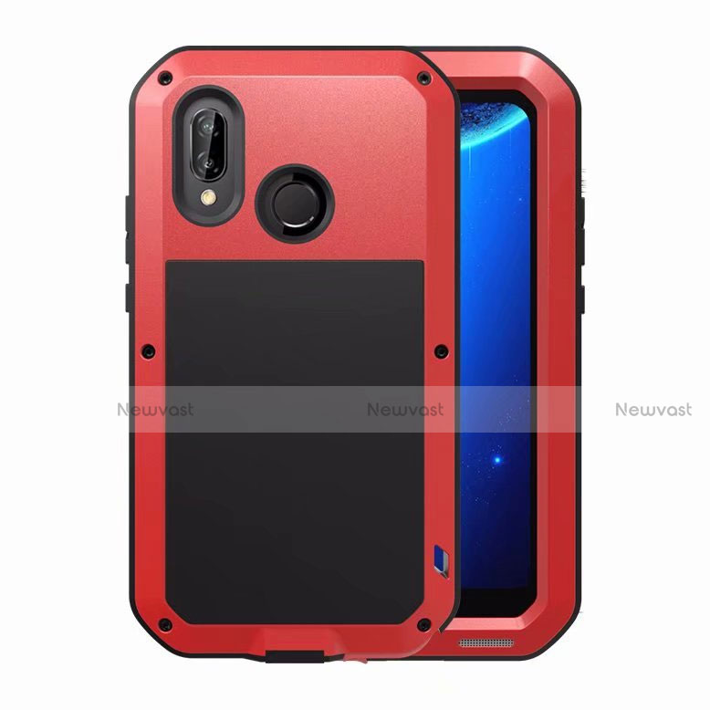 Luxury Aluminum Metal Frame Mirror Cover Case for Huawei Nova 3e Red