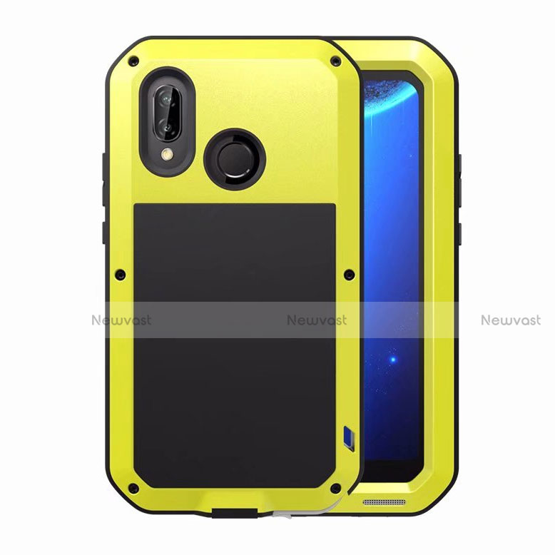 Luxury Aluminum Metal Frame Mirror Cover Case for Huawei Nova 3e Yellow