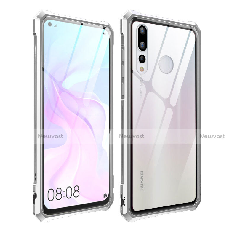 Luxury Aluminum Metal Frame Mirror Cover Case for Huawei Nova 4 Silver