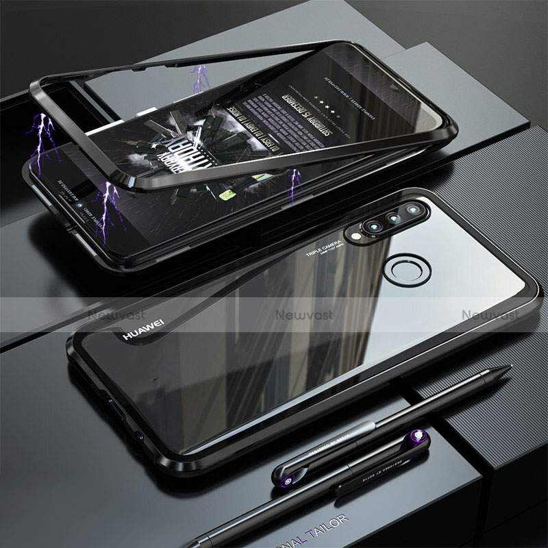 Luxury Aluminum Metal Frame Mirror Cover Case for Huawei Nova 4e Black