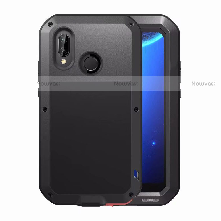 Luxury Aluminum Metal Frame Mirror Cover Case for Huawei P20 Lite Black