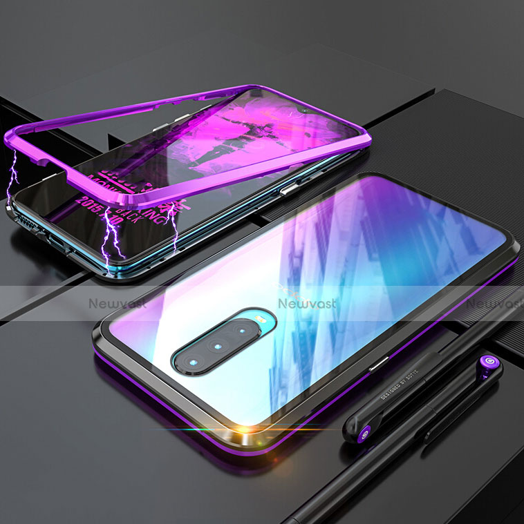 Luxury Aluminum Metal Frame Mirror Cover Case for Oppo R17 Pro Purple