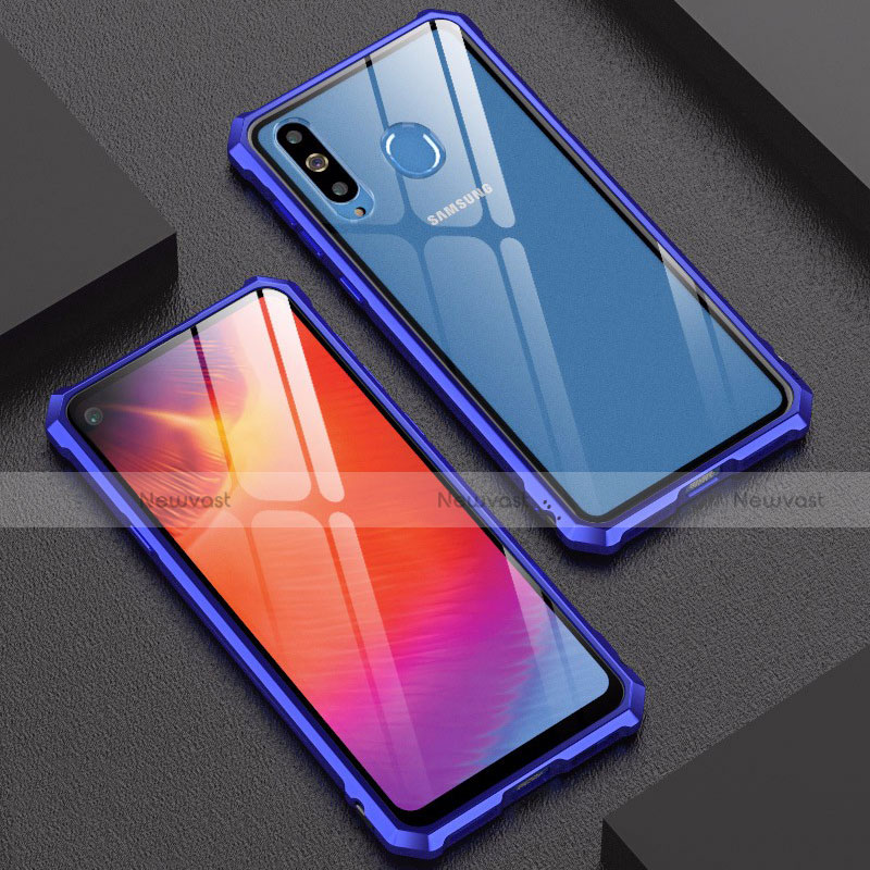 Luxury Aluminum Metal Frame Mirror Cover Case for Samsung Galaxy A8s SM-G8870 Blue