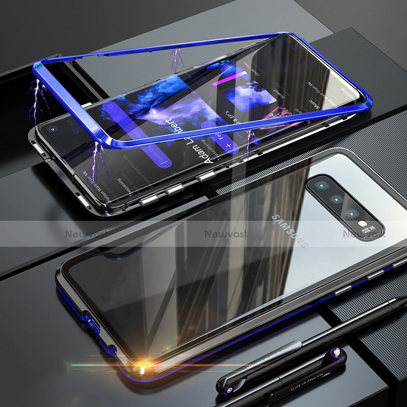 Luxury Aluminum Metal Frame Mirror Cover Case for Samsung Galaxy S10 5G Blue