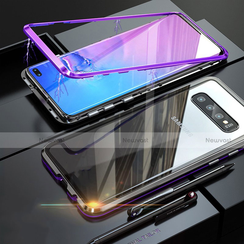 Luxury Aluminum Metal Frame Mirror Cover Case for Samsung Galaxy S10 5G Purple