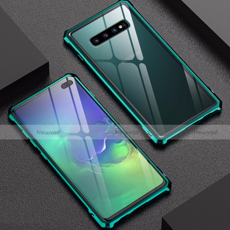 Luxury Aluminum Metal Frame Mirror Cover Case for Samsung Galaxy S10 Plus Green