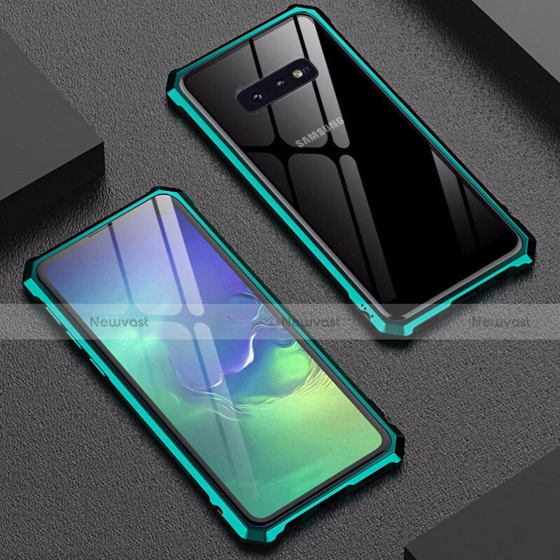 Luxury Aluminum Metal Frame Mirror Cover Case for Samsung Galaxy S10e Green