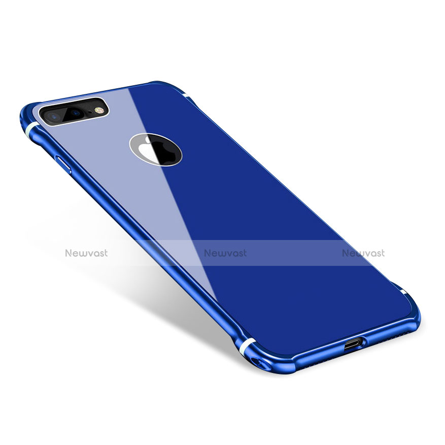 Luxury Aluminum Metal Frame Mirror Cover Case M01 for Apple iPhone 7 Plus Blue