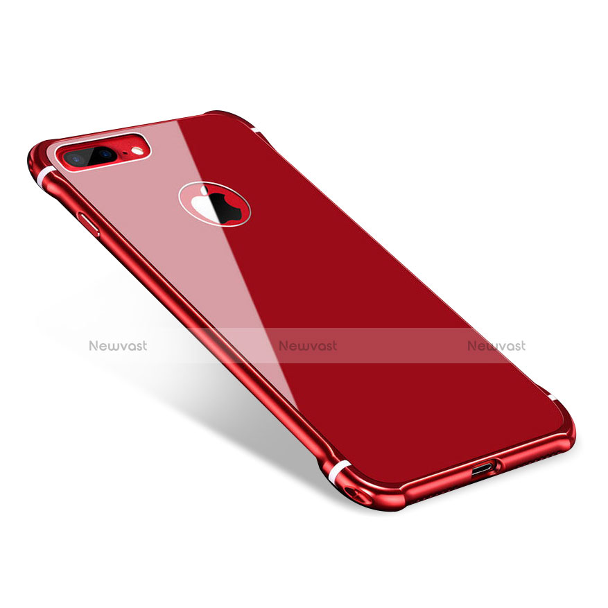 Luxury Aluminum Metal Frame Mirror Cover Case M01 for Apple iPhone 7 Plus Red