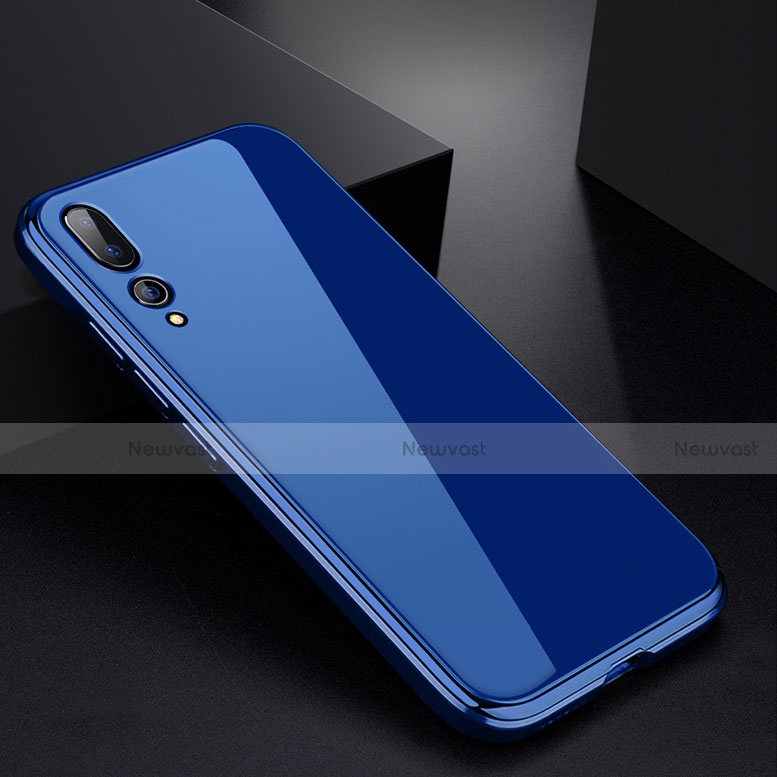 Luxury Aluminum Metal Frame Mirror Cover Case M01 for Huawei P20 Pro Blue