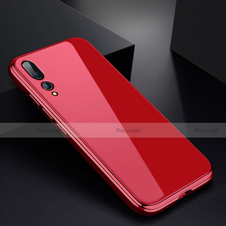 Luxury Aluminum Metal Frame Mirror Cover Case M01 for Huawei P20 Pro Red