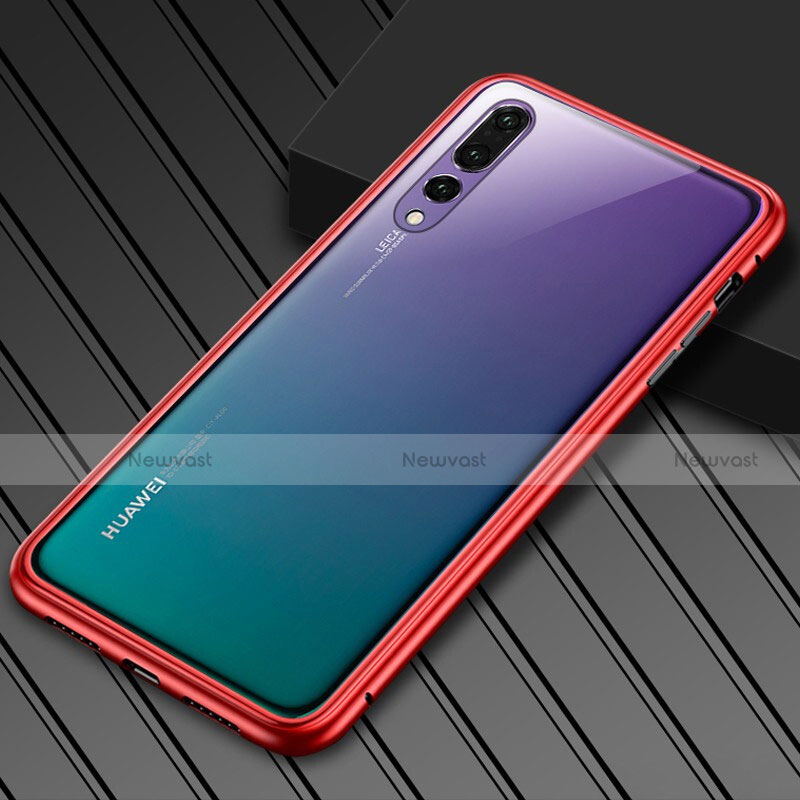 Luxury Aluminum Metal Frame Mirror Cover Case M02 for Huawei P20 Pro Red