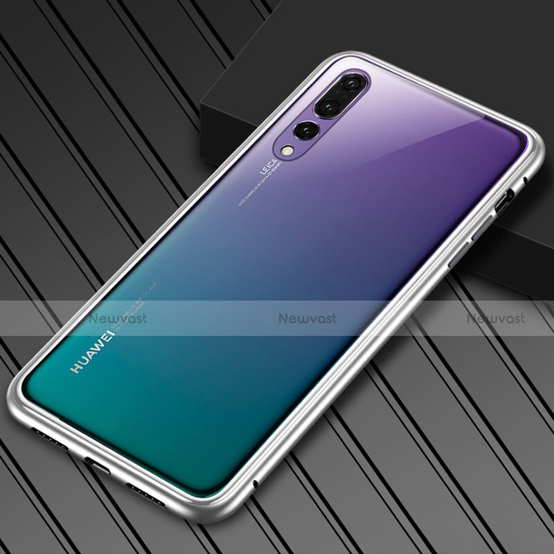 Luxury Aluminum Metal Frame Mirror Cover Case M02 for Huawei P20 Pro White