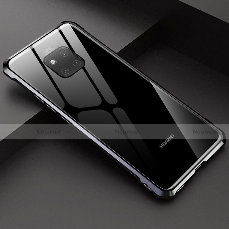 Luxury Aluminum Metal Frame Mirror Cover Case M03 for Huawei Mate 20 Pro Black