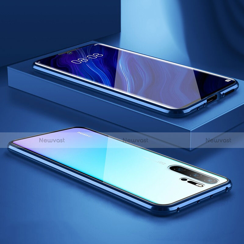 Luxury Aluminum Metal Frame Mirror Cover Case M05 for Huawei P30 Pro Blue