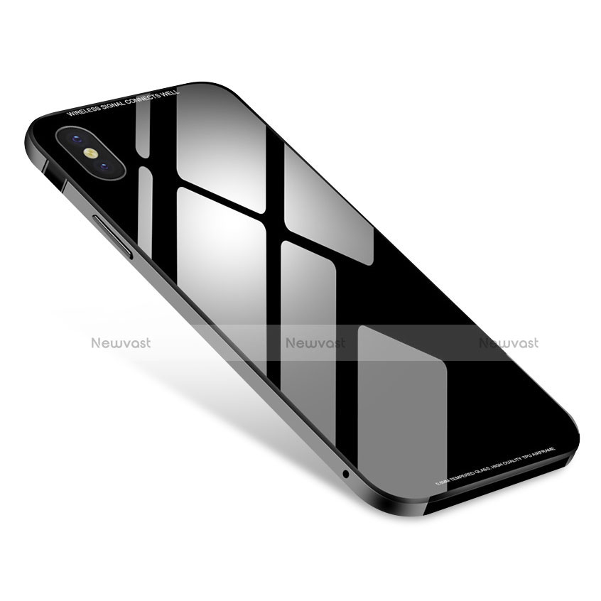 Luxury Aluminum Metal Frame Mirror Cover Case S01 for Apple iPhone Xs Black