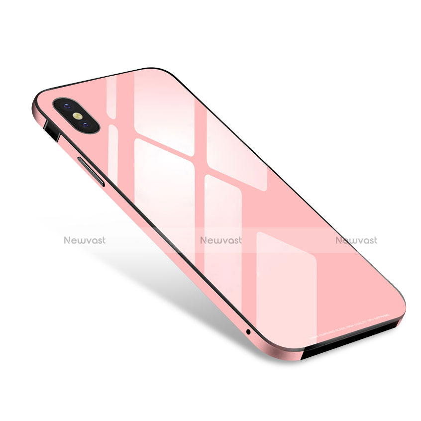 Luxury Aluminum Metal Frame Mirror Cover Case S01 for Apple iPhone Xs Max Pink