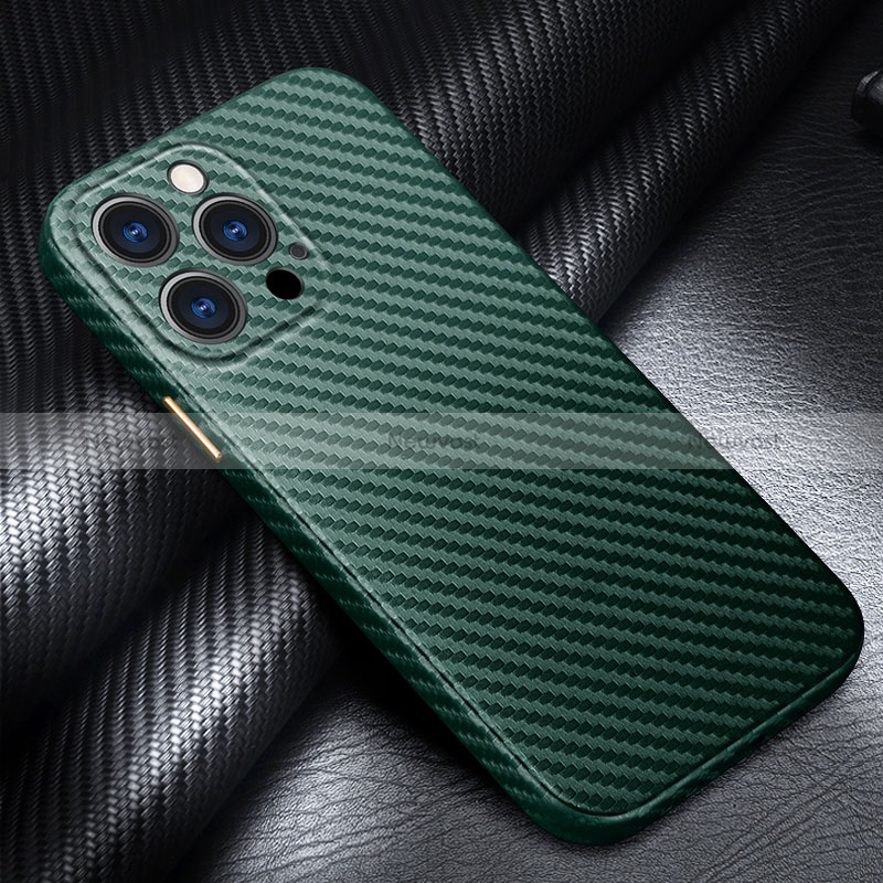 Luxury Carbon Fiber Twill Soft Case C01 for Apple iPhone 15 Pro Green