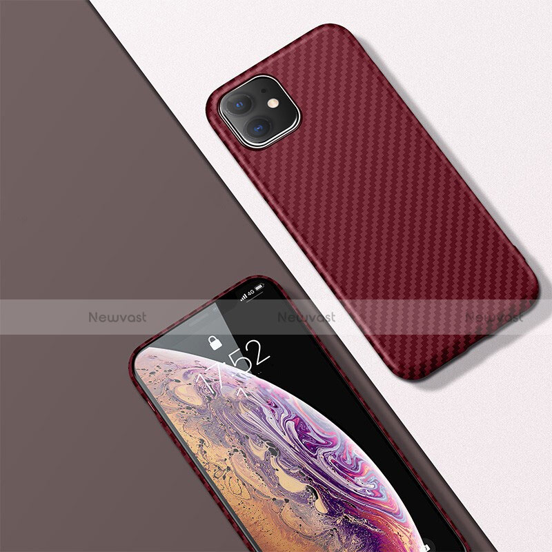 Luxury Carbon Fiber Twill Soft Case Cover for Apple iPhone 11 Red