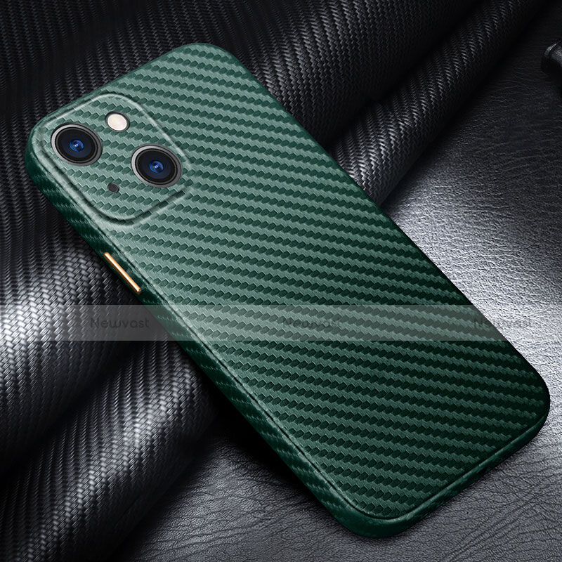 Luxury Carbon Fiber Twill Soft Case Cover for Apple iPhone 13 Mini Green