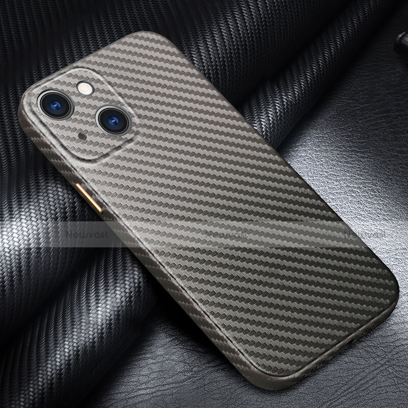 Luxury Carbon Fiber Twill Soft Case Cover for Apple iPhone 14 Plus Gray