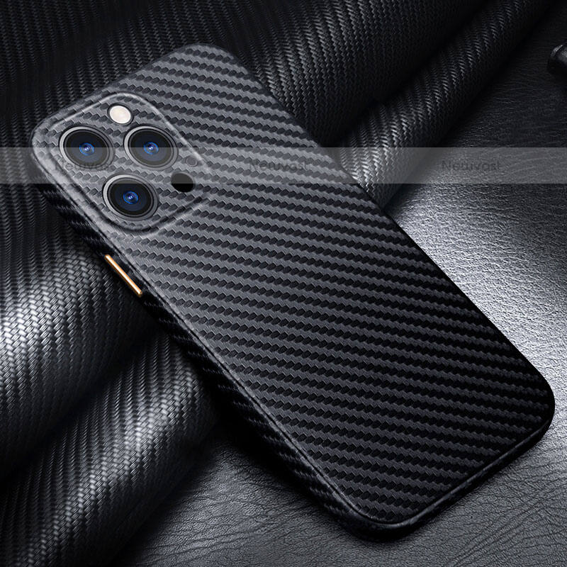 Luxury Carbon Fiber Twill Soft Case Cover for Apple iPhone 15 Pro Max Black