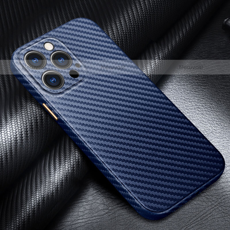 Luxury Carbon Fiber Twill Soft Case Cover for Apple iPhone 15 Pro Max Blue