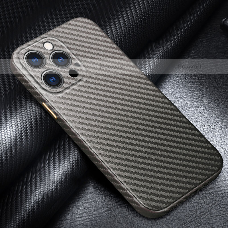 Luxury Carbon Fiber Twill Soft Case Cover for Apple iPhone 15 Pro Max Gray